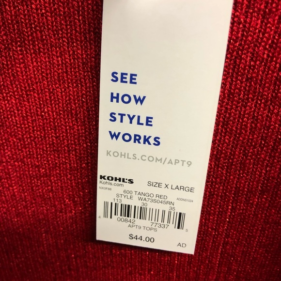 NWT Apt. 9 red sparkly cardigan sweater - Picture 3 of 3